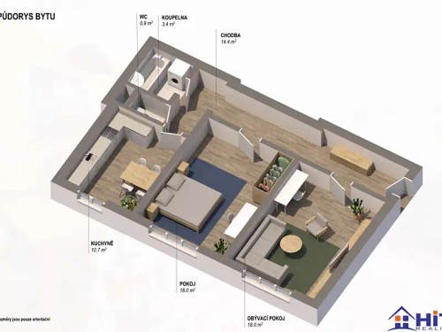 Prodej bytu 2+1 68 m²