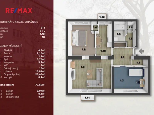 Prodej bytu 3+1 77 m²