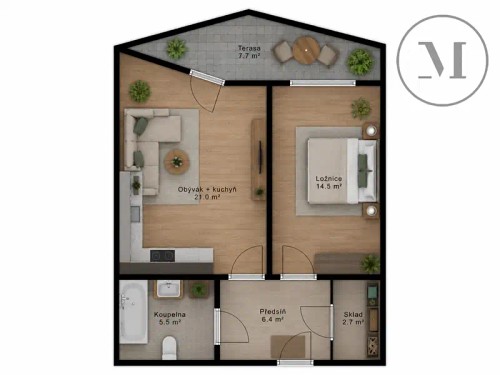 Prodej bytu 2+kk 60 m²