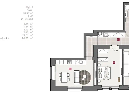 Prodaný  byt 3+kk 97 m²