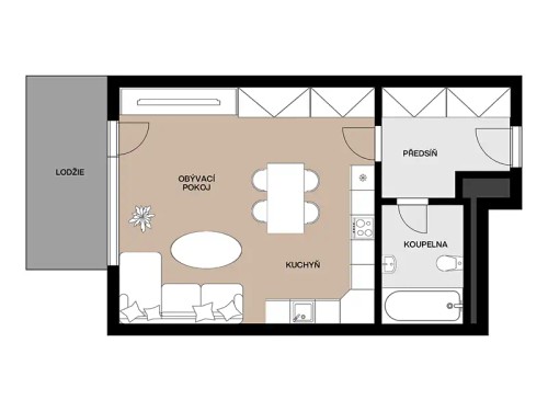 Prodaný  byt 1+kk 36 m²