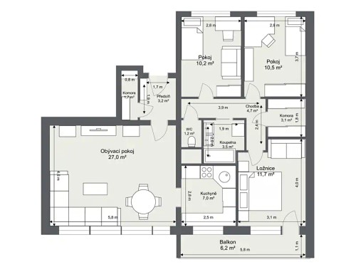 Prodaný  byt 4+1 84 m²