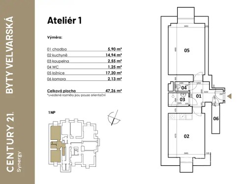 Prodej bytu 2+kk 47 m²