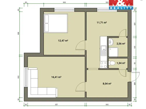 Prodaný byt 2+1 53 m²