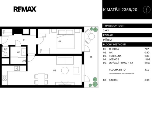 Prodaný byt 2+kk 48 m²