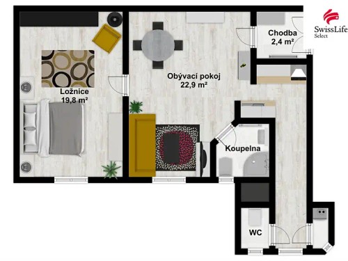 Prodaný  byt 2+kk 63 m²