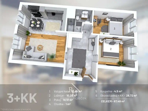 Prodaný byt 3+kk 69 m²