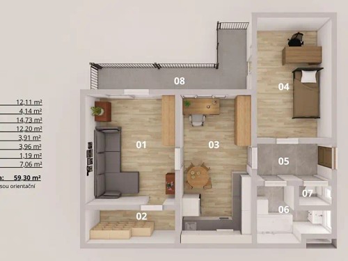 Prodaný  byt 2+1 52 m²