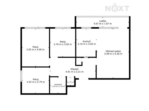 Prodaný byt 4+1 68 m²