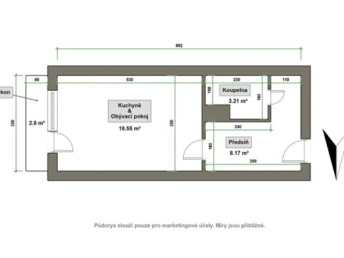 Prodaný  byt 1+kk 31 m²