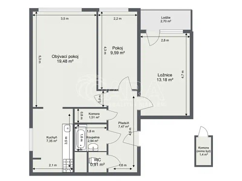 Prodaný byt 3+1 62 m²