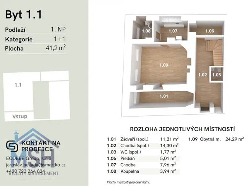Prodej bytu 1+1 41 m²