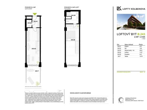 Prodaný  byt 2+kk 53 m²