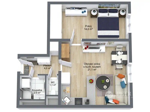 Prodaný  byt 2+kk 42 m²