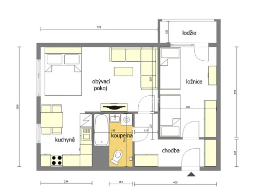 Prodaný  byt 2+1 52 m²