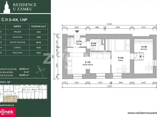 Prodej bytu 3+kk 46 m²