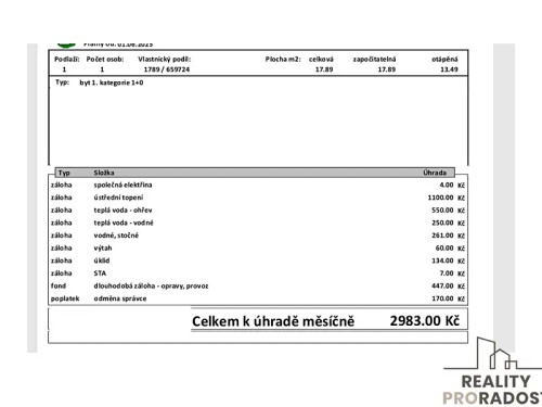 Prodaný byt 1+kk 18 m²