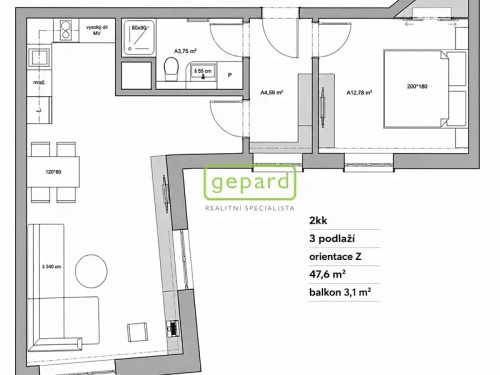 Prodej bytu 2+kk 47 m²