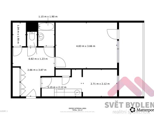 Prodej bytu 1+1 55 m²