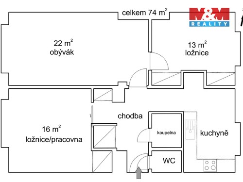 Prodaný  byt 3+1 74 m²