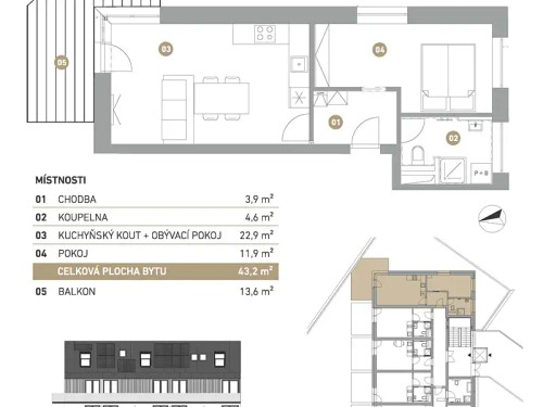 Prodej bytu 2+kk 43 m²