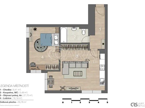 Prodaný  byt 2+kk 55 m²