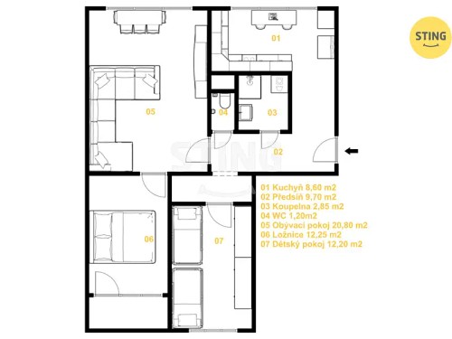 Prodej bytu 3+1 70 m²