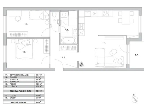 Prodaný byt 3+kk 77 m²