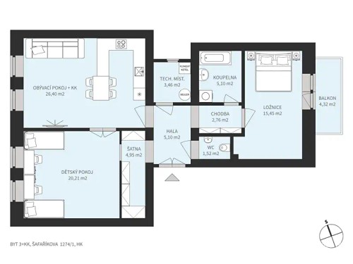 Prodaný byt 3+kk 84 m²