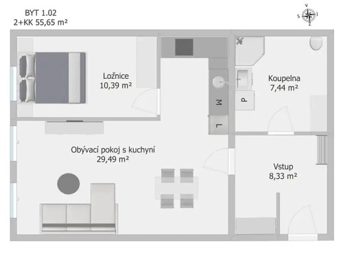 Prodej bytu 2+kk 56 m²