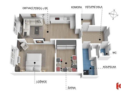 Prodej bytu 2+kk 55 m²