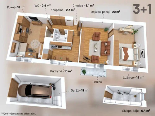 Prodaný  byt 3+1 74 m²