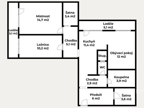 Prodaný byt 3+kk 81 m²