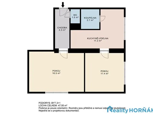 Prodej bytu 2+1 46 m²