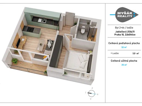 Prodaný byt 2+kk 35 m²