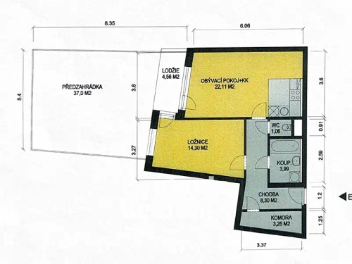 Prodaný  byt 2+kk 53 m²
