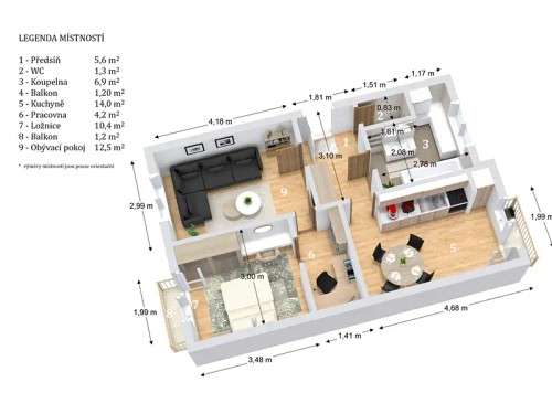 Prodaný  byt 2+1 56 m²
