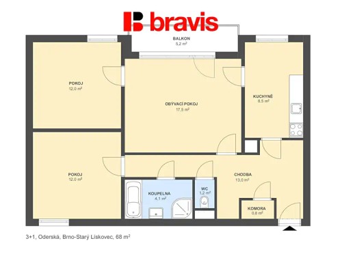 Prodaný  byt 3+1 68 m²