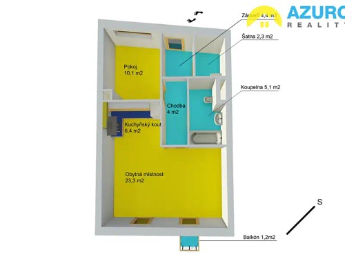 Prodaný byt 2+kk 56 m²
