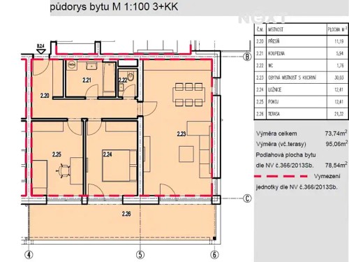 Prodej bytu 3+kk 74 m²