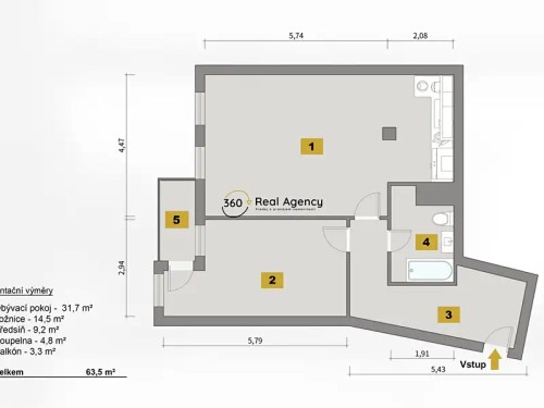 Prodaný byt 2+kk 67 m²