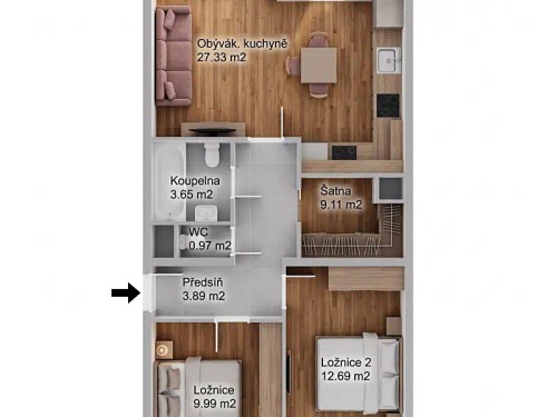 Prodej bytu 3+kk 70 m²