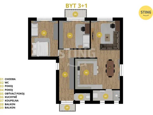 Prodej bytu 3+1 95 m²