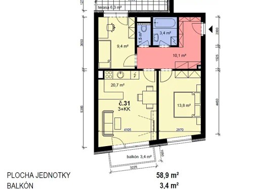 Prodej bytu 3+kk 64 m²