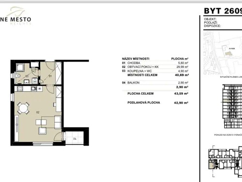 Prodej bytu 1+kk 44 m²