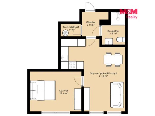 Prodej bytu 2+kk 42 m²