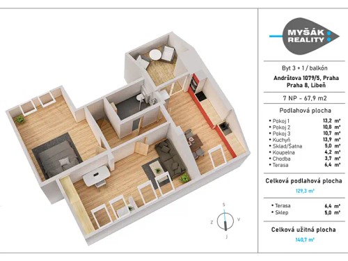 Prodaný byt 3+1 136 m²