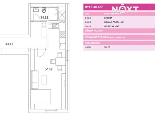Prodaný byt 1+kk 41 m²