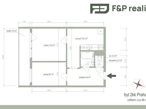 Prodaný byt 2+kk 52 m²