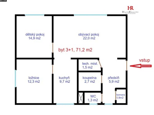 Prodaný byt 3+1 71 m²